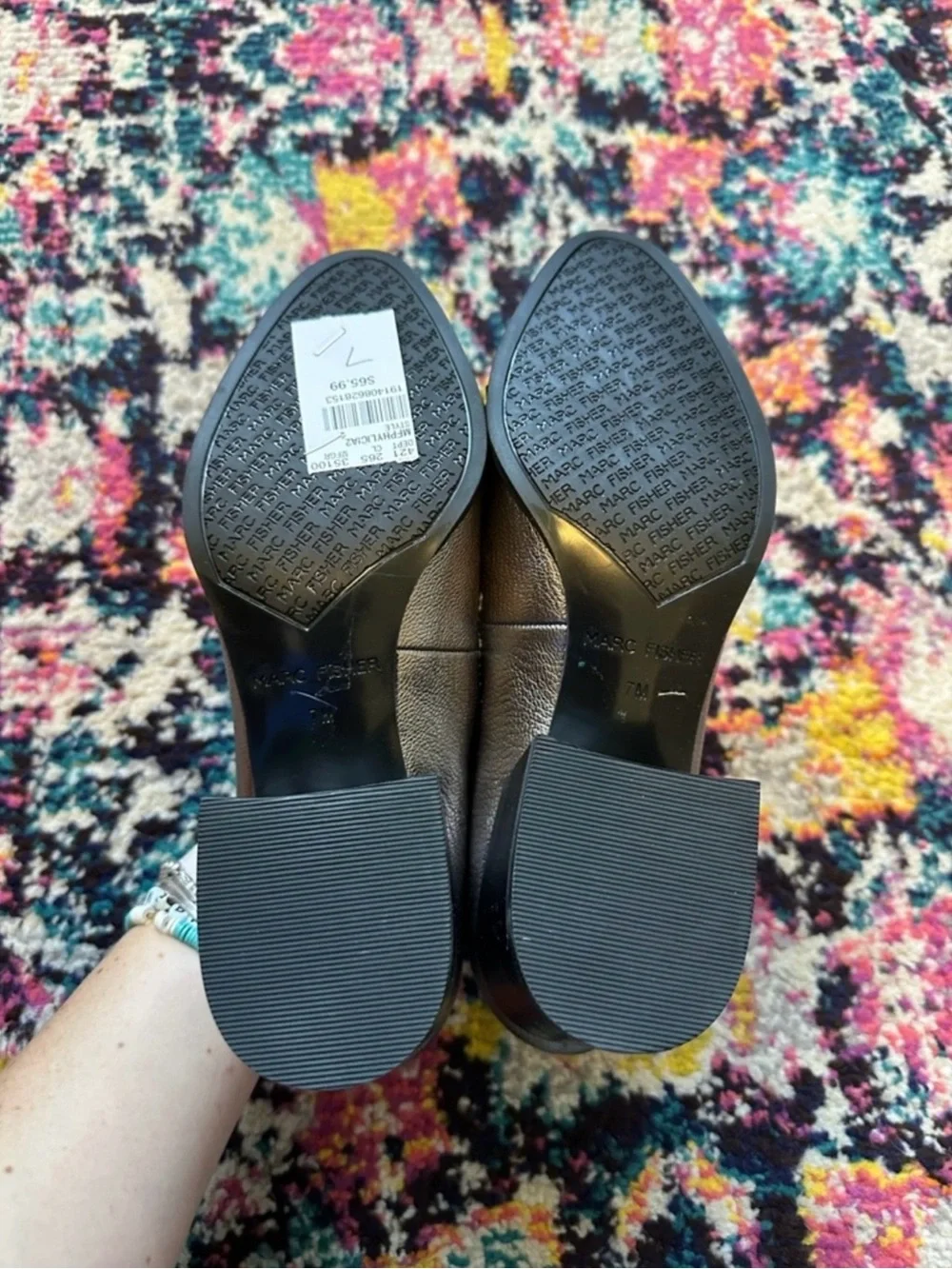 Marc Fisher Phylicia Vegan Pebble Leather Tassel Heeled Loafer New Womens 7